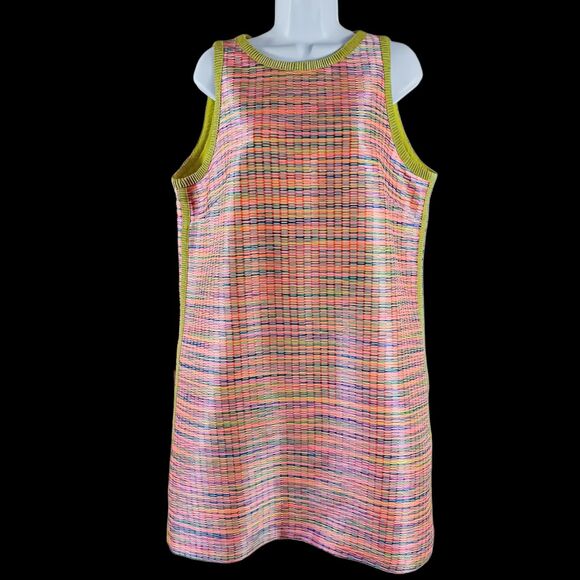 Alex Marie Sleeveless Neon Trim Tweed Shift Dress Size 14 Multicolor Woven Mod - Picture 2 of 8